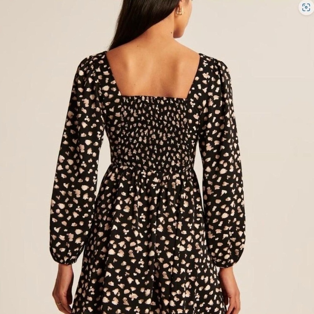 Abercrombie & Fitch Long Sleeve Black Patterned Corset Mini Dress - Picture 3 of 7